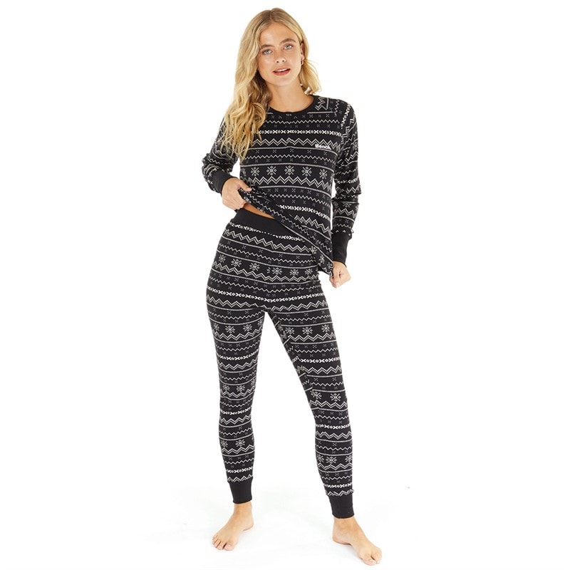 Bench Womens Soffi Loungewear Set Black Fairisle - Image 3