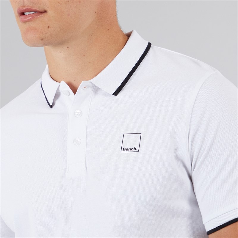 Bench Mens Mata Polo Shirt White - Image 3