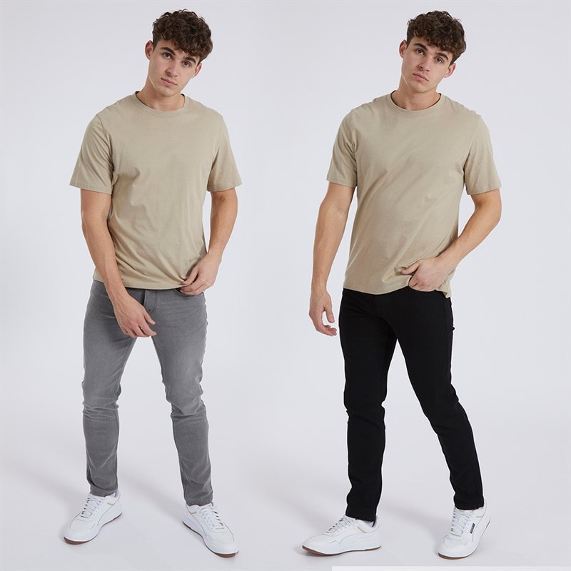 Bench Mens Eddie Two Pack Slim Fit Jeans Black/Mid Grey - Image 3