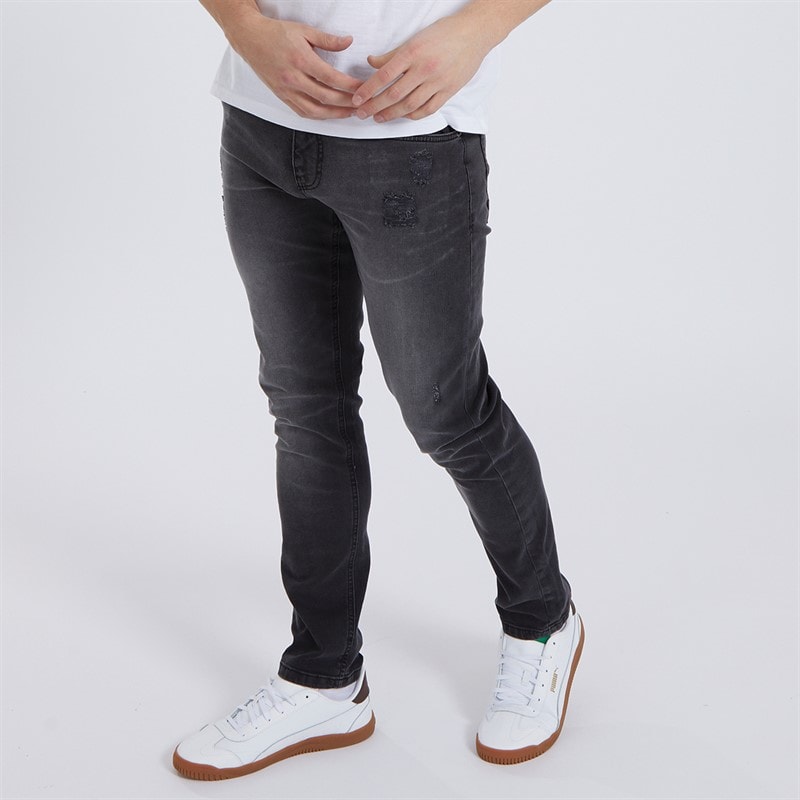 Bench Mens Relaxed Tapered Jeans Vintage Black