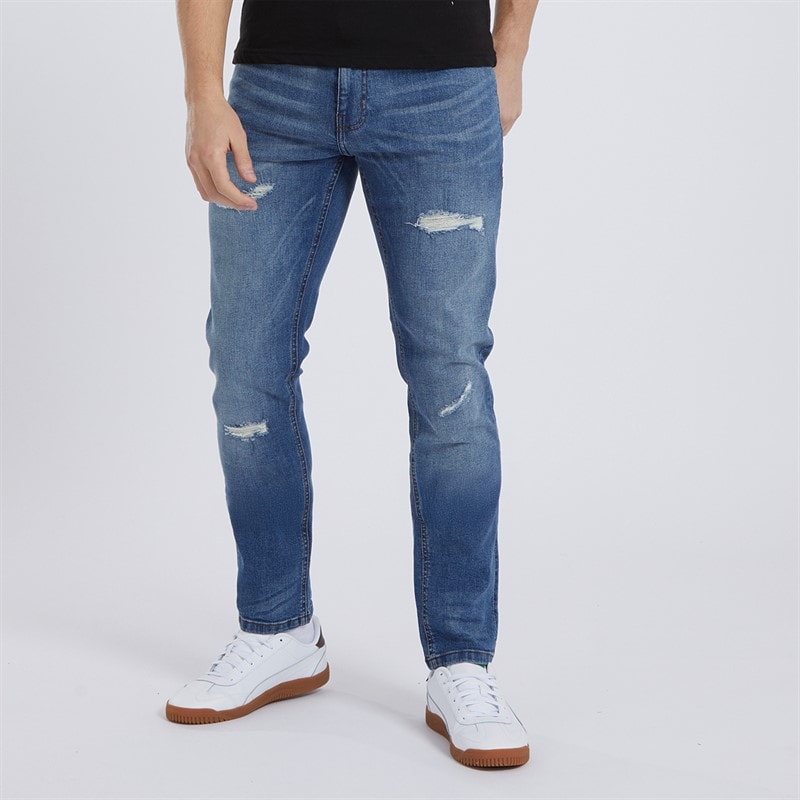 Bench Mens Relaxed Tapered Jeans Bright Blue - Image 1