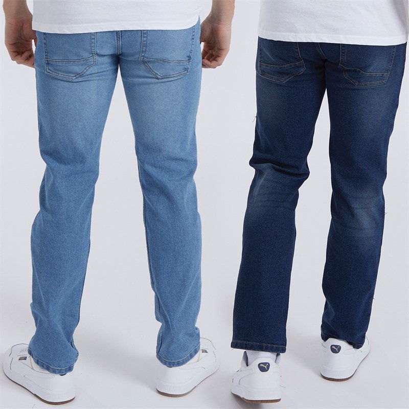 Bench Mens Stuart Two Pack Straight Fit Jeans Indigo/Mid Wash - Image 2