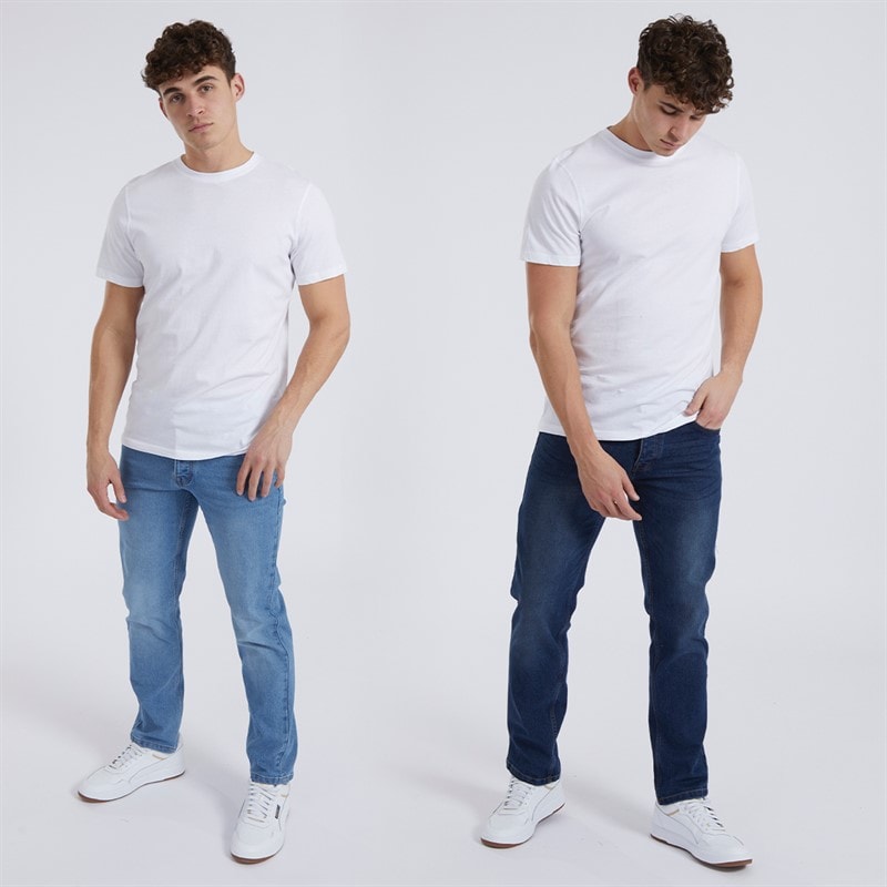 Bench Mens Stuart Two Pack Straight Fit Jeans Indigo/Mid Wash - Image 3