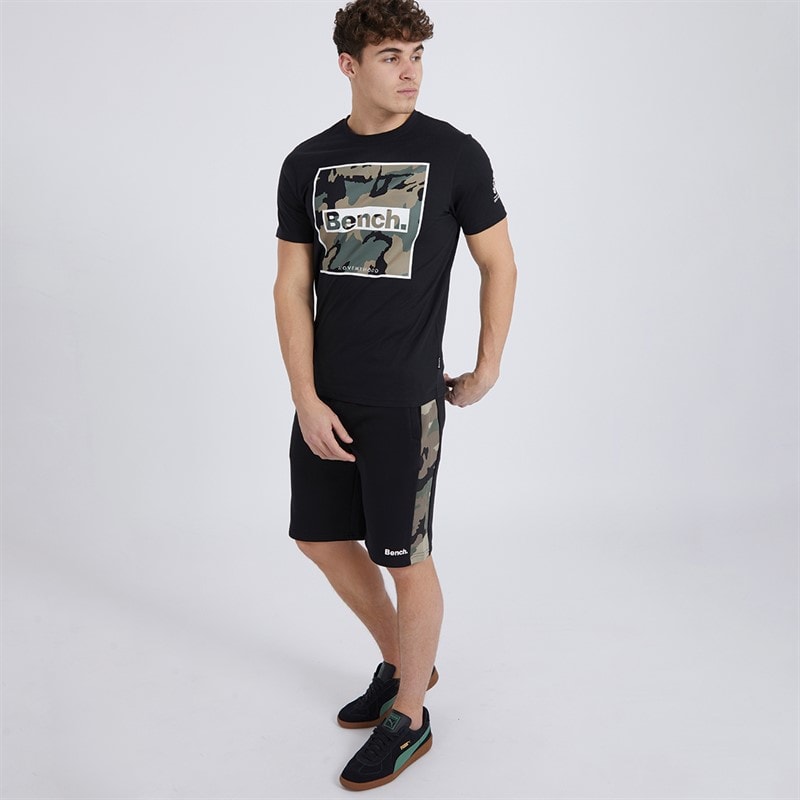 Bench Mens Sanlo T-Shirt And Shorts Set Black