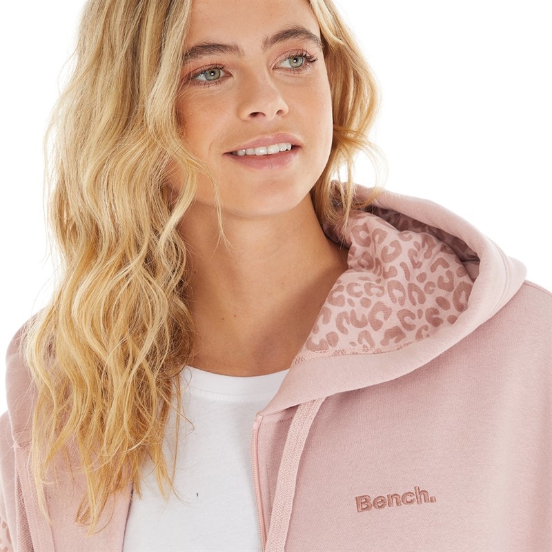 Bench Womens Liney Zip Thru Hoodie Light Dusky Pink - Image 3