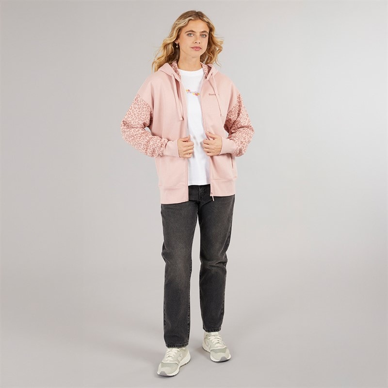 Bench Womens Liney Zip Thru Hoodie Light Dusky Pink - Image 4