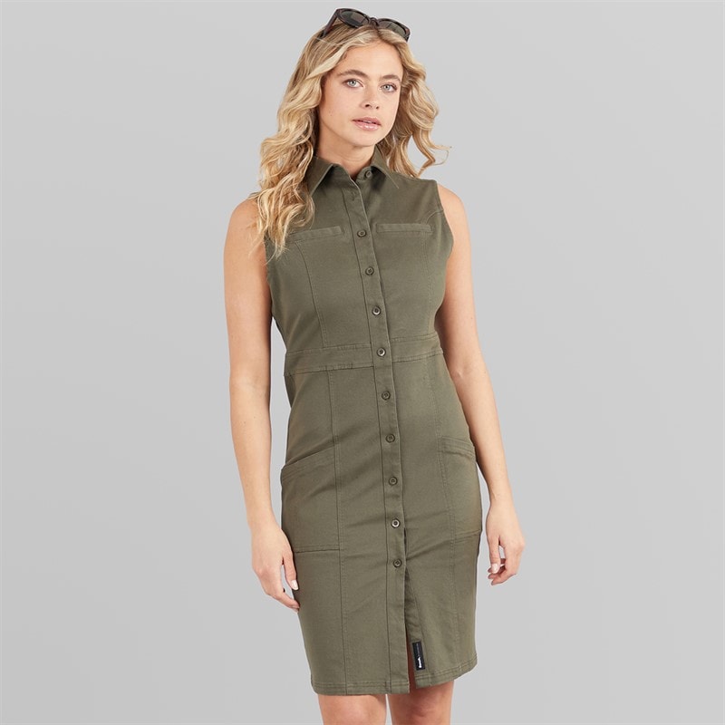Bench Womens Menti Cargo Dress Khaki