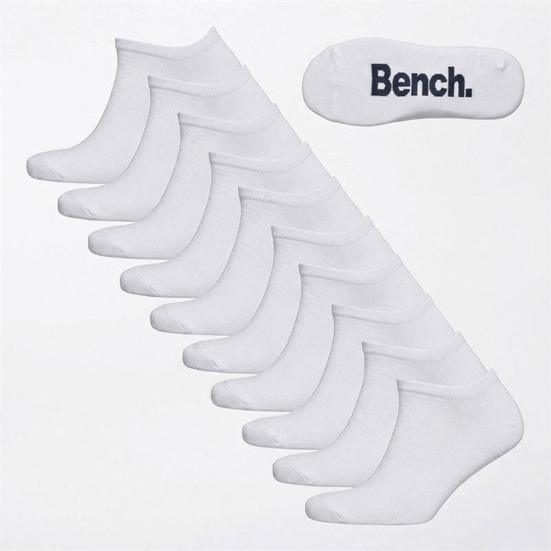Bench Mens Cagney Ten Pack Trainer Liner Socks White - Image 1