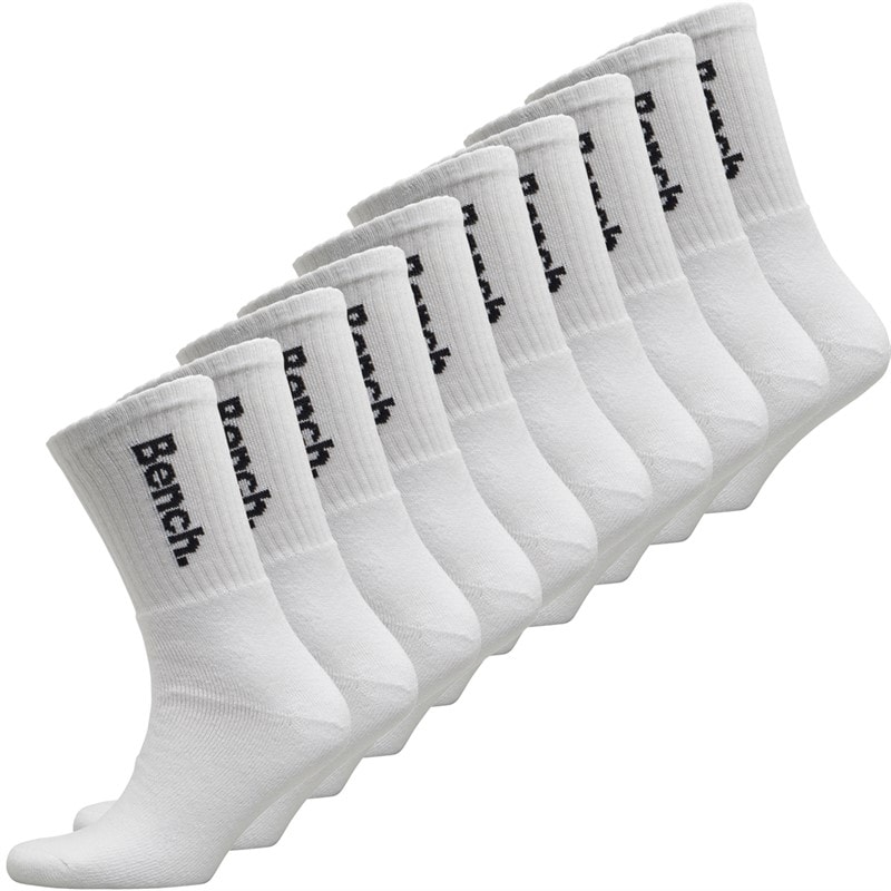 Bench Mens Ardal Ten Pack Cushioned Crew Socks White/Black