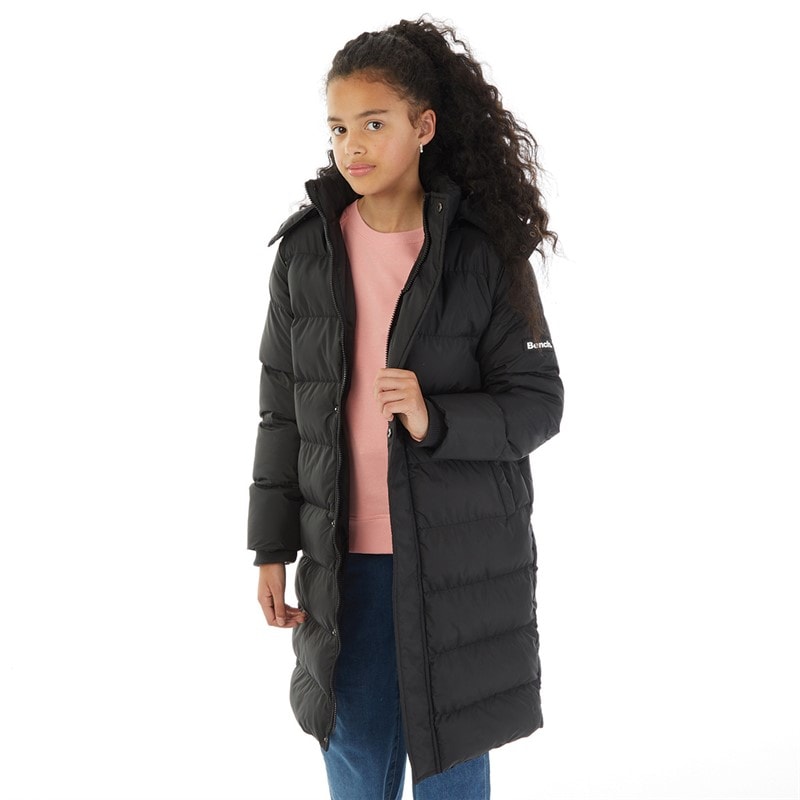 Bench Girls Eualie Long Maxi Length Coat Black
