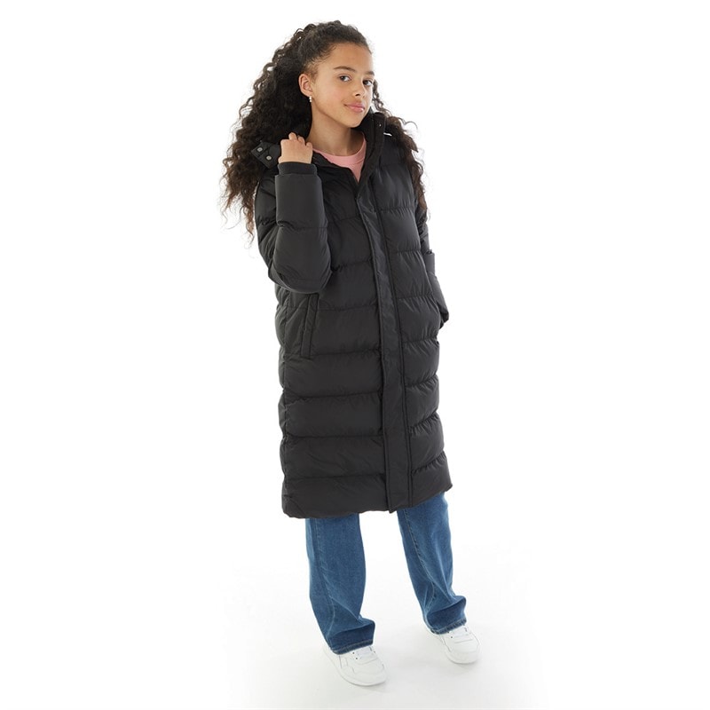 Bench Girls Eualie Long Maxi Length Coat Black - Image 4