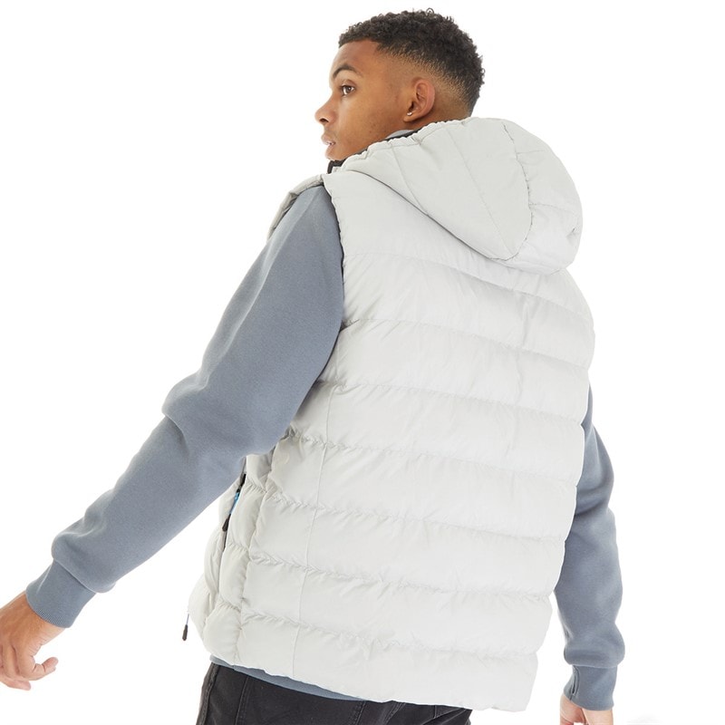 Bench Mens Galban Hooded Puffer Gilet Frost Grey - Image 2
