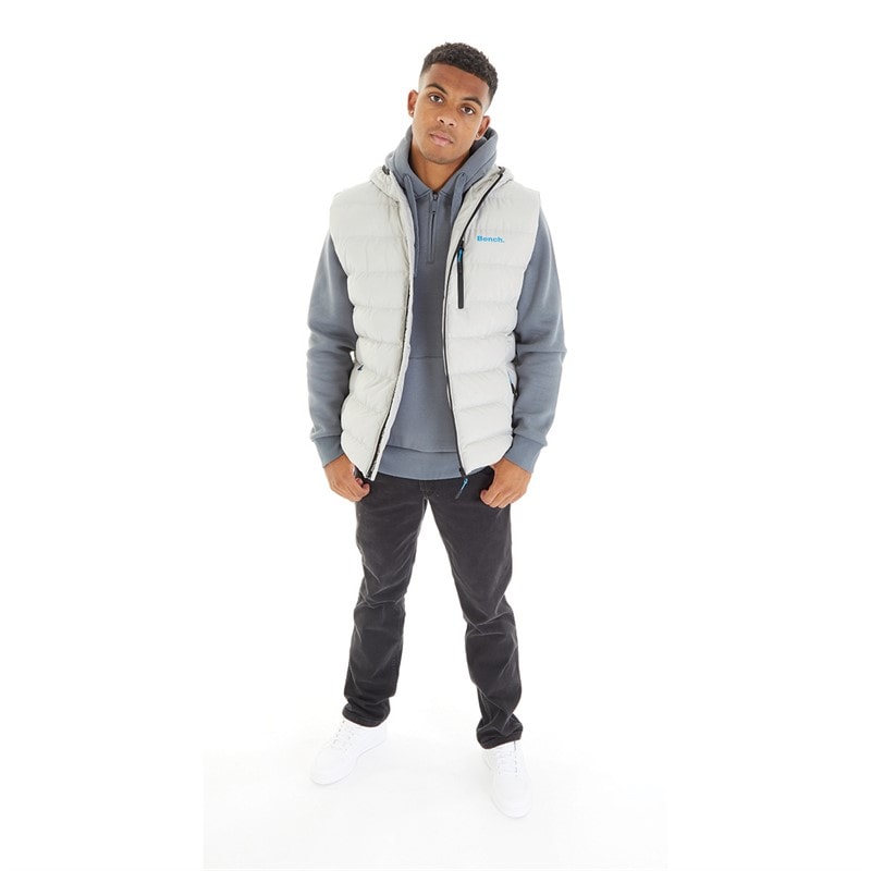 Bench Mens Galban Hooded Puffer Gilet Frost Grey - Image 4