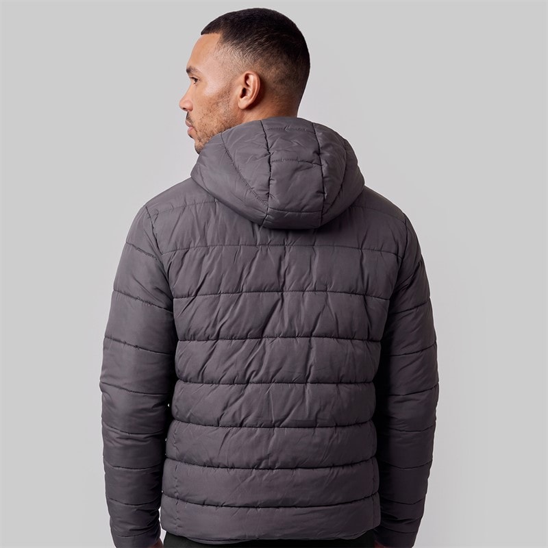 Bench Mens Gaudino Hooded Puffer Jacket Dark Grey - Image 2