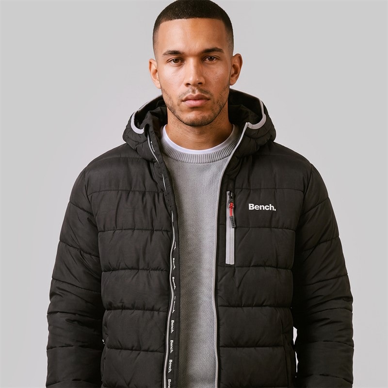 Bench Mens Gaudino Hooded Puffer Jacket Black - Image 3