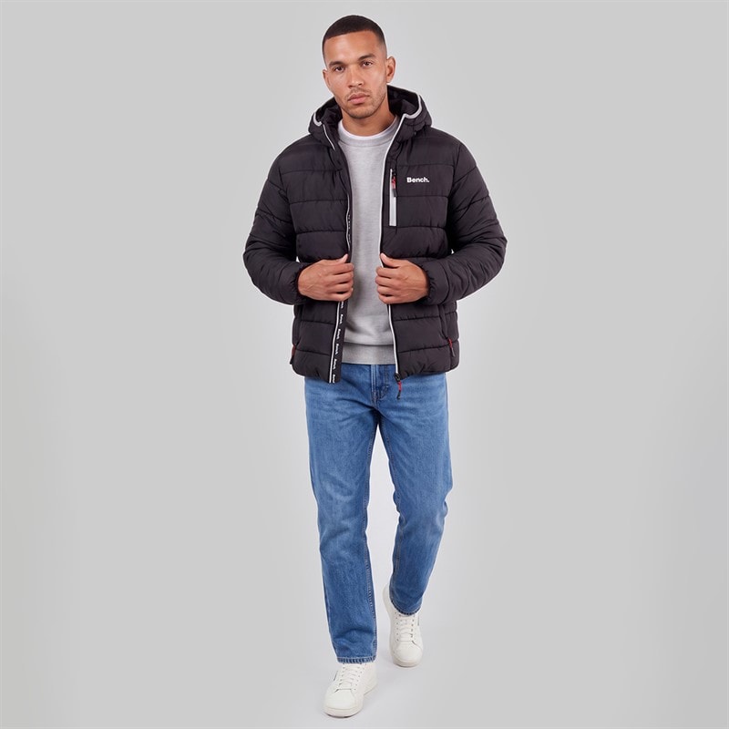 Bench Mens Gaudino Hooded Puffer Jacket Black - Image 4