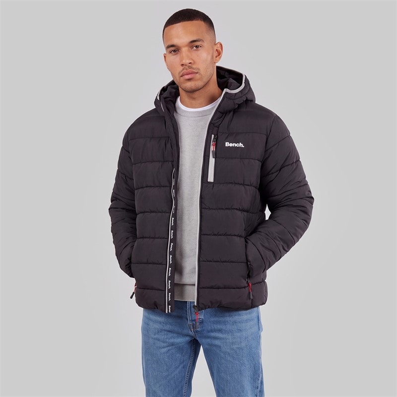 Bench Mens Gaudino Hooded Puffer Jacket Black - Image 5