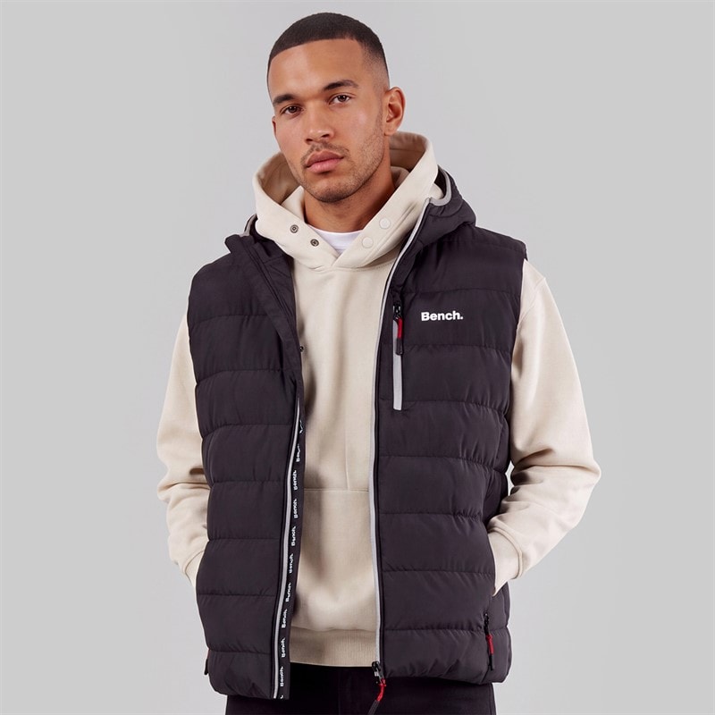 Bench Mens Galban Hooded Puffer Gilet Black