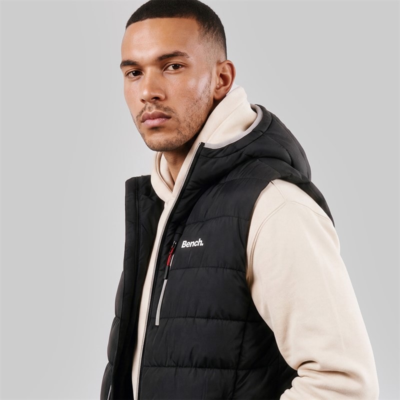 Bench Mens Galban Hooded Puffer Gilet Black - Image 3