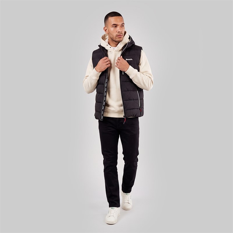 Bench Mens Galban Hooded Puffer Gilet Black - Image 4