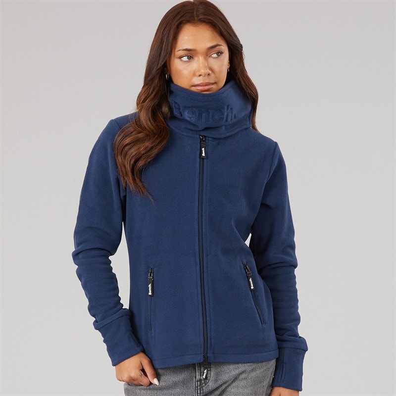 Bench Womens Funnel Microfleece Track Top Navy