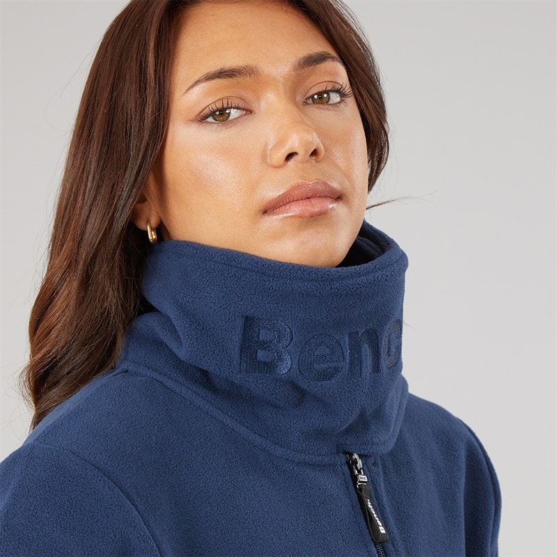 Bench Womens Funnel Microfleece Track Top Navy - Image 3
