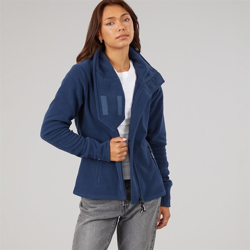 Bench Womens Funnel Microfleece Track Top Navy - Image 5