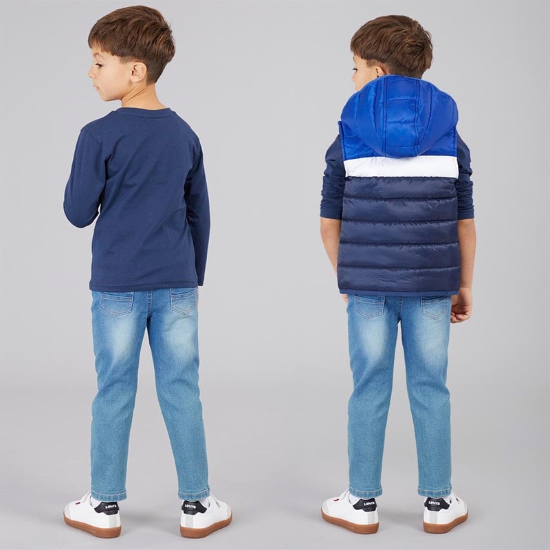 Bench Boys Puffer Gilet T-Shirt And Jeans Set Blue - Image 2