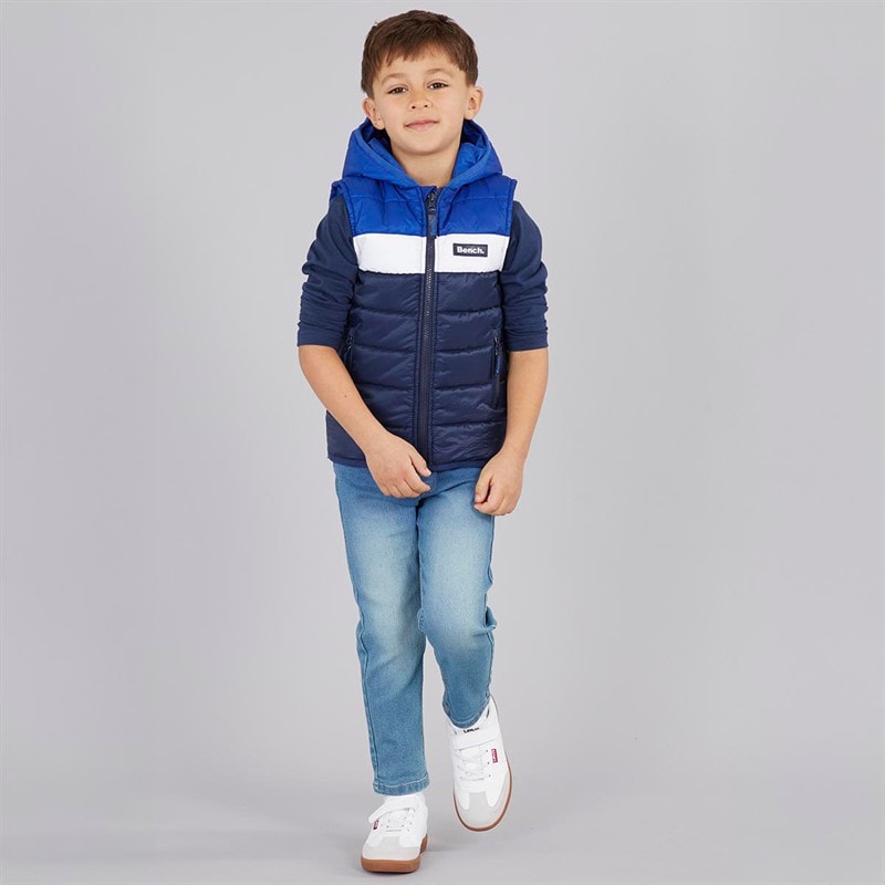 Bench Boys Puffer Gilet T-Shirt And Jeans Set Blue - Image 4