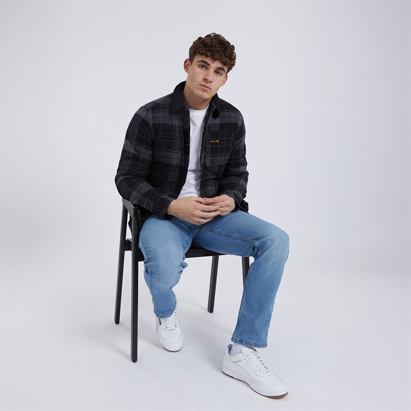 Bench Mens Tavarell Long Sleeve Padded Shirt Black/Dark Grey/Red/Blue Check - Image 4