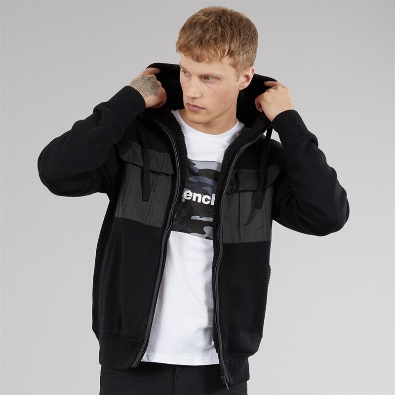Bench Mens Minski Knitted Hoodie Black