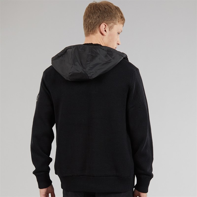 Bench Mens Minski Knitted Hoodie Black - Image 2