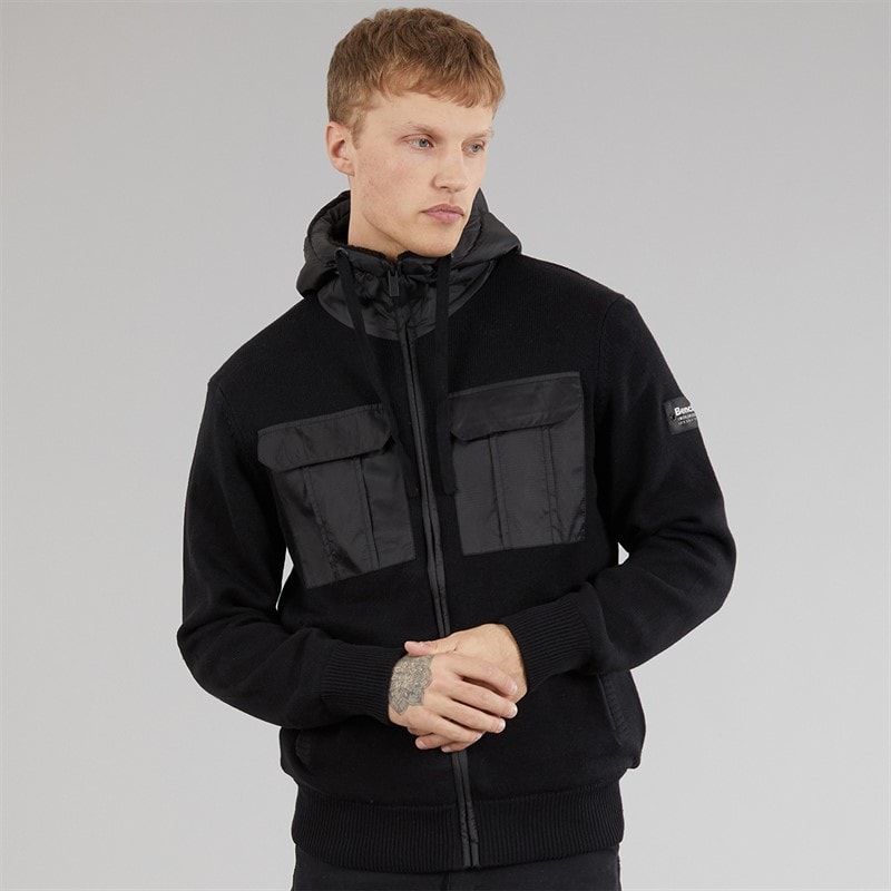 Bench Mens Minski Knitted Hoodie Black - Image 3