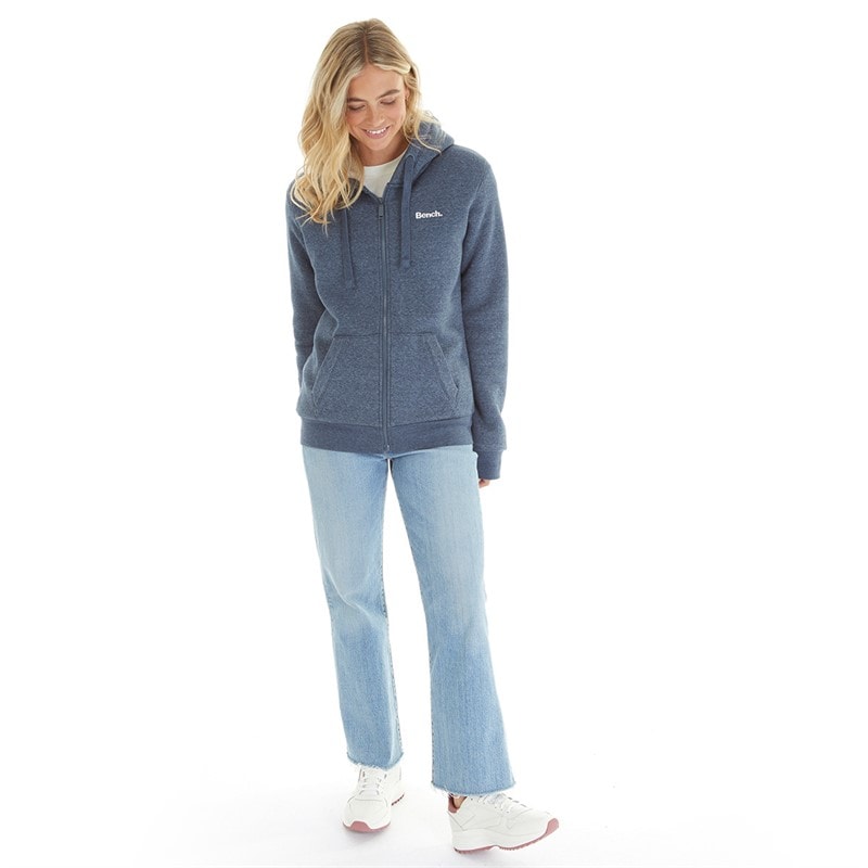 Bench Womens Mintz Teddy Lined Zip Thru Hoodie Navy Marl - Image 4