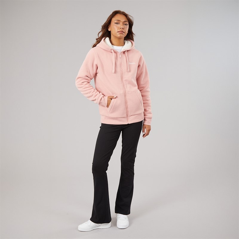 Bench Womens Mintz Teddy Lined Zip Thru Hoodie Blush - Image 4