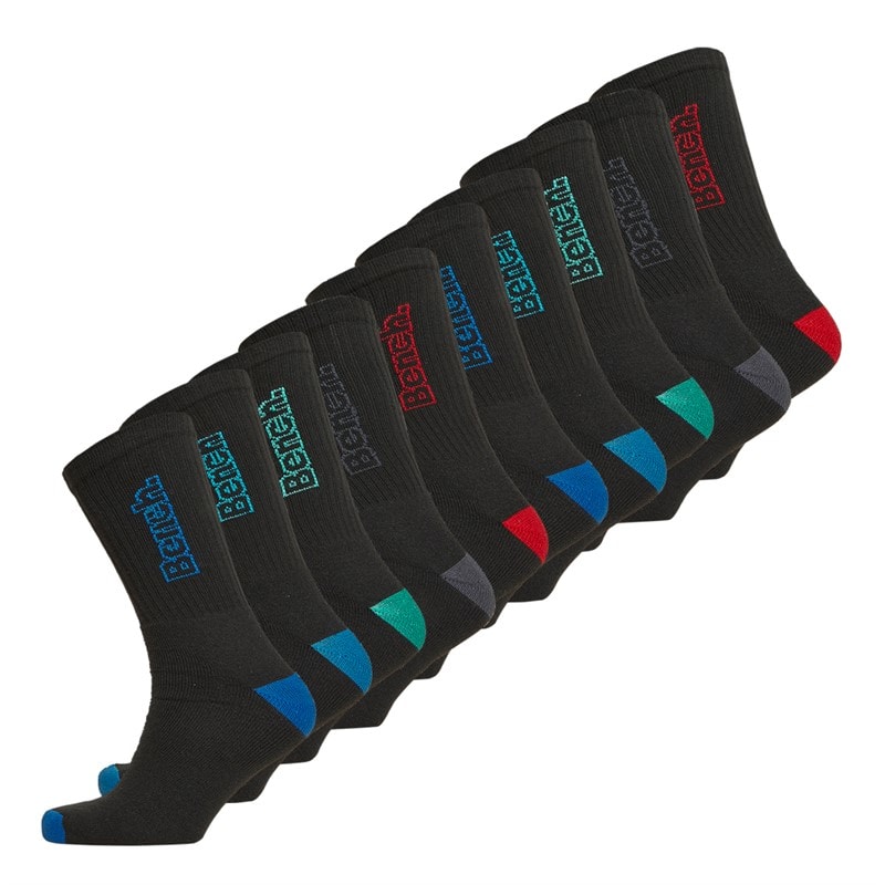 Bench Mens Atlas Ten Pack Cushioned Crew Socks Black/Multi