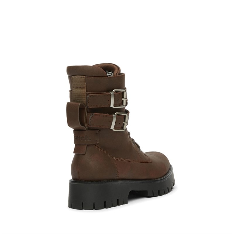 Bench Womens Tatton Buckled Biker Boots Brown - Image 3