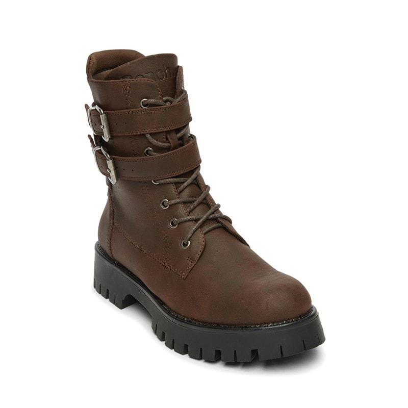 Bench Womens Tatton Buckled Biker Boots Brown - Image 4