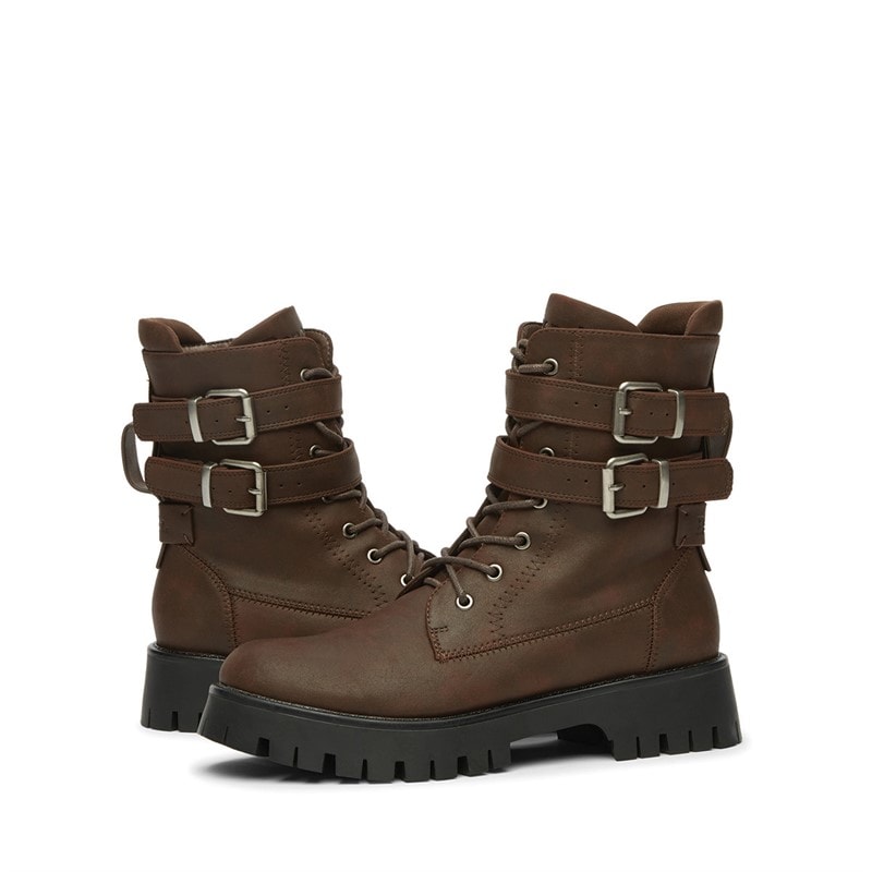 Bench Womens Tatton Buckled Biker Boots Brown - Image 5