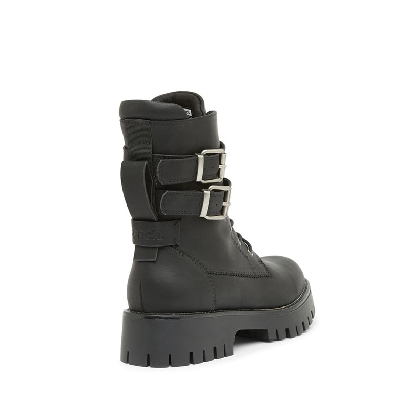 Bench Womens Tatton Buckled Biker Boots Black - Image 3
