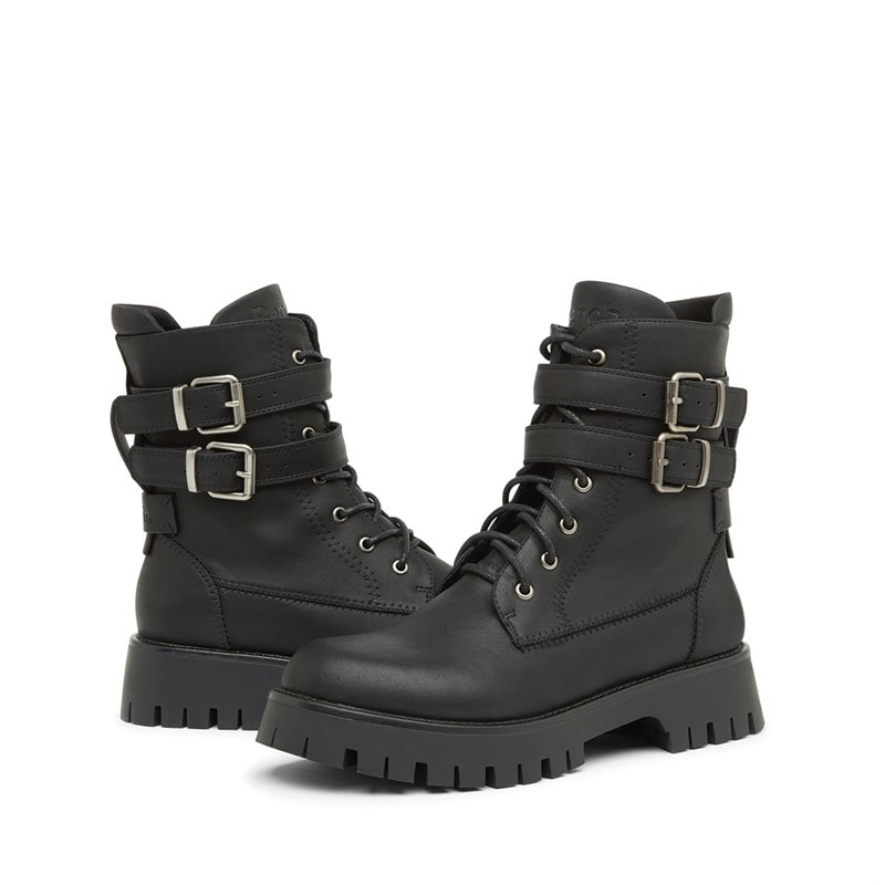 Bench Womens Tatton Buckled Biker Boots Black - Image 5
