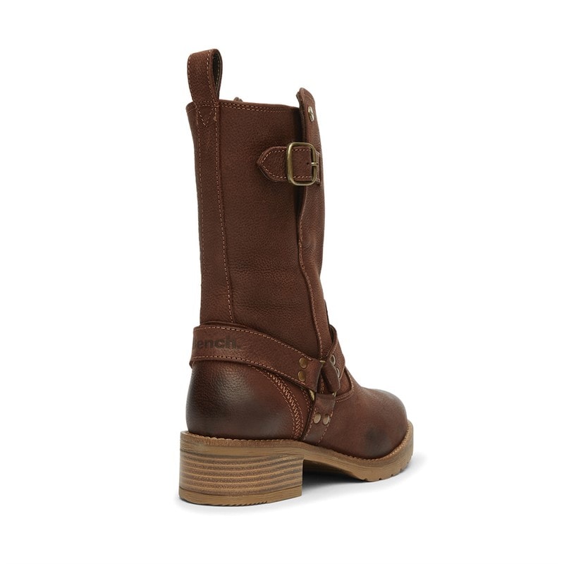 Bench Womens Wardour Buckled Biker Boots Brown - Image 3