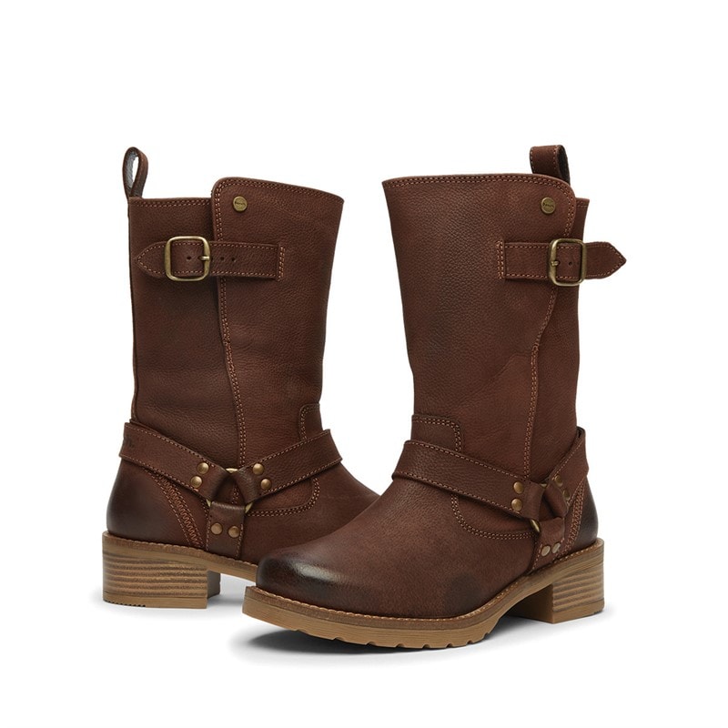 Bench Womens Wardour Buckled Biker Boots Brown - Image 5