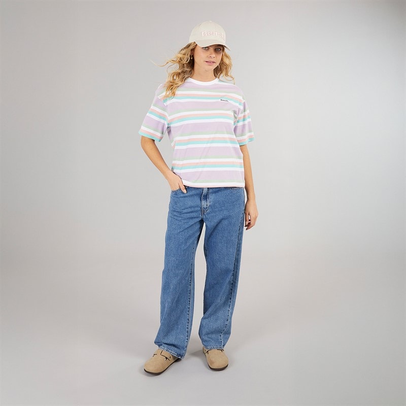 Bench Womens Sharni T-Shirt Purple Stripe - Image 3