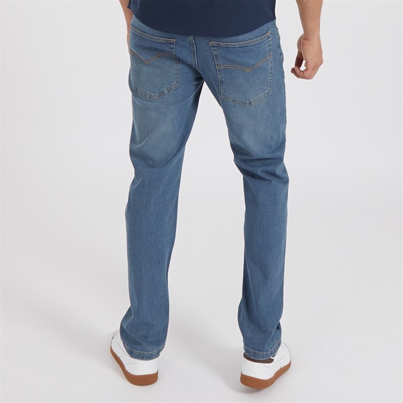 Bench Mens Stuart Straight Fit Jeans Mid Blue Wash - Image 2