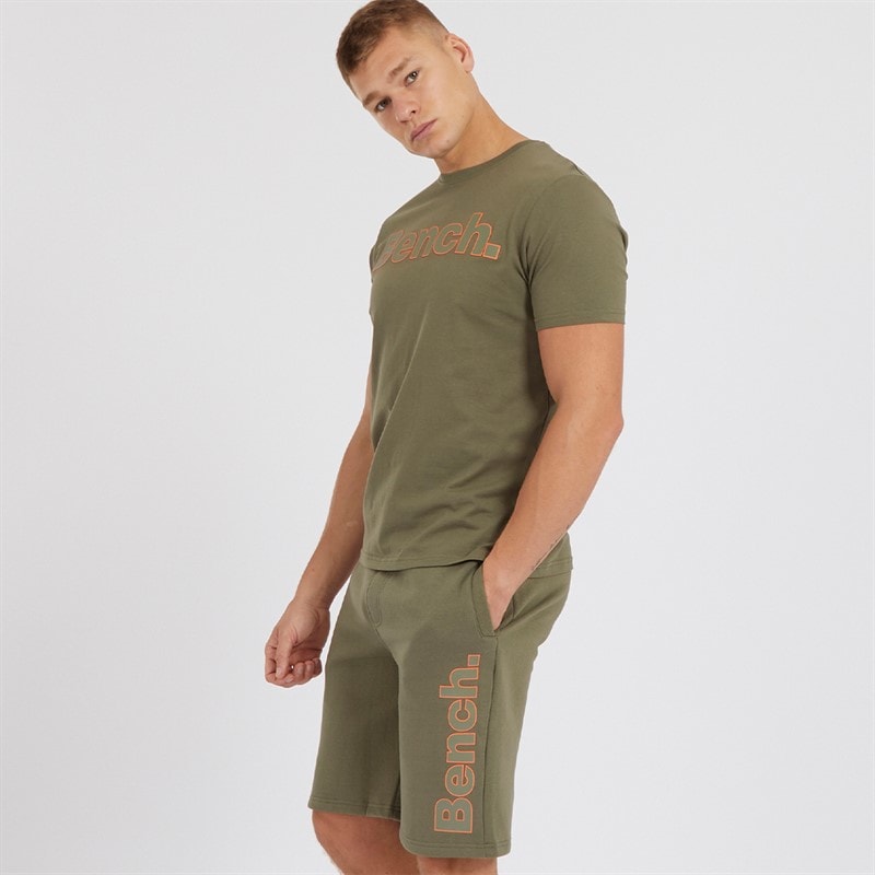 Bench Mens Gowsen T-Shirt And Shorts Co-Ord Khaki Green - Image 1