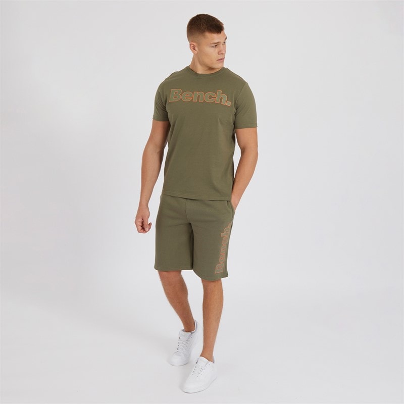 Bench Mens Gowsen T-Shirt And Shorts Co-Ord Khaki Green - Image 3