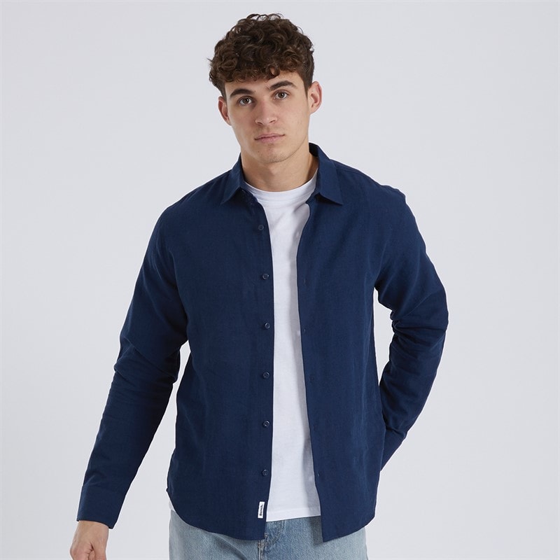 Bench Mens Ricksen Long Sleeve Shirt Navy - Image 1