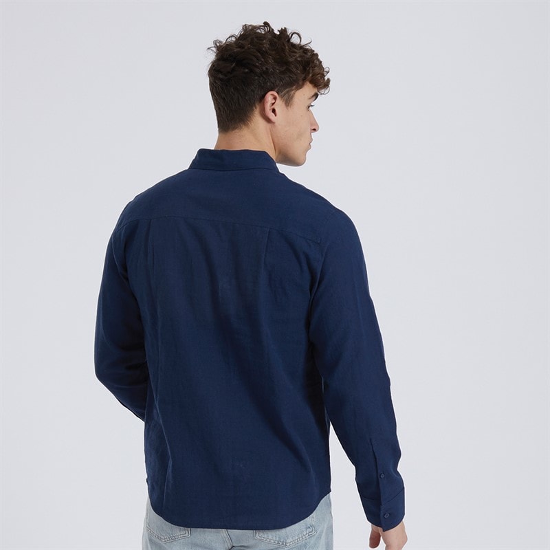 Bench Mens Ricksen Long Sleeve Shirt Navy - Image 2