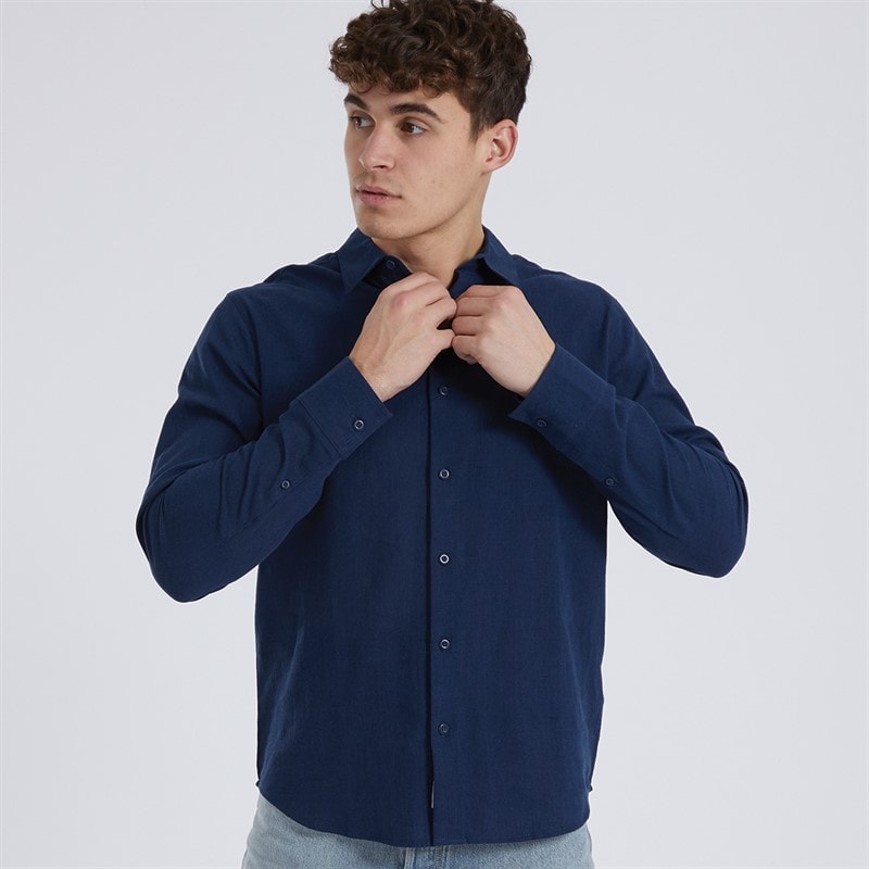 Bench Mens Ricksen Long Sleeve Shirt Navy - Image 3